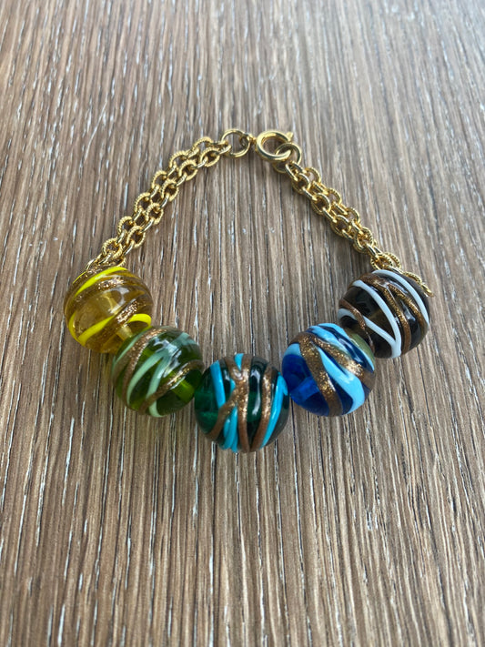Multicolor vintage glass bead bracelet