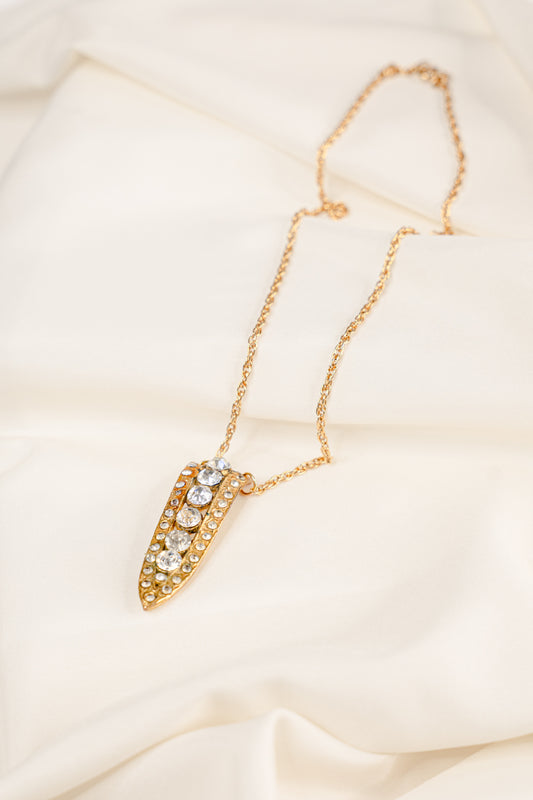 Vintage gold rhinestone shoe clip necklace