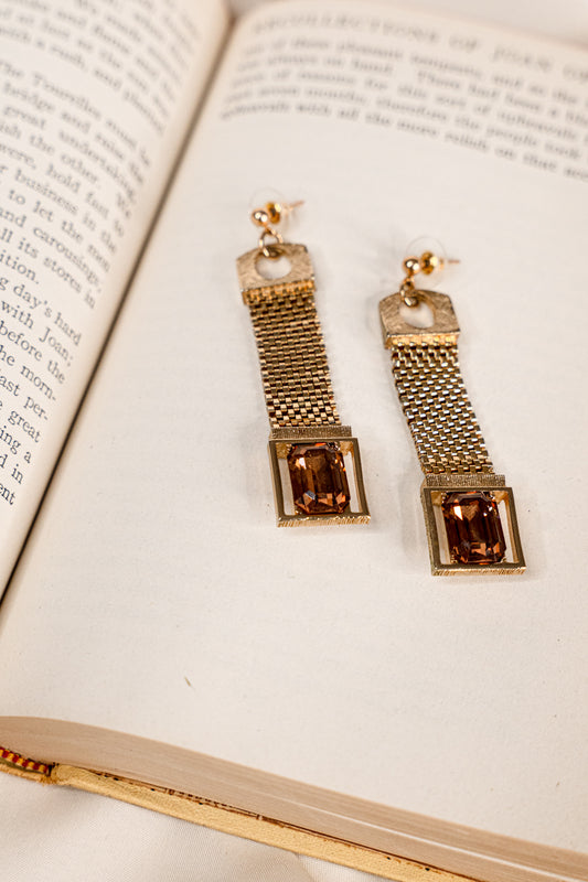 Vintage brown stone cufflink earrings