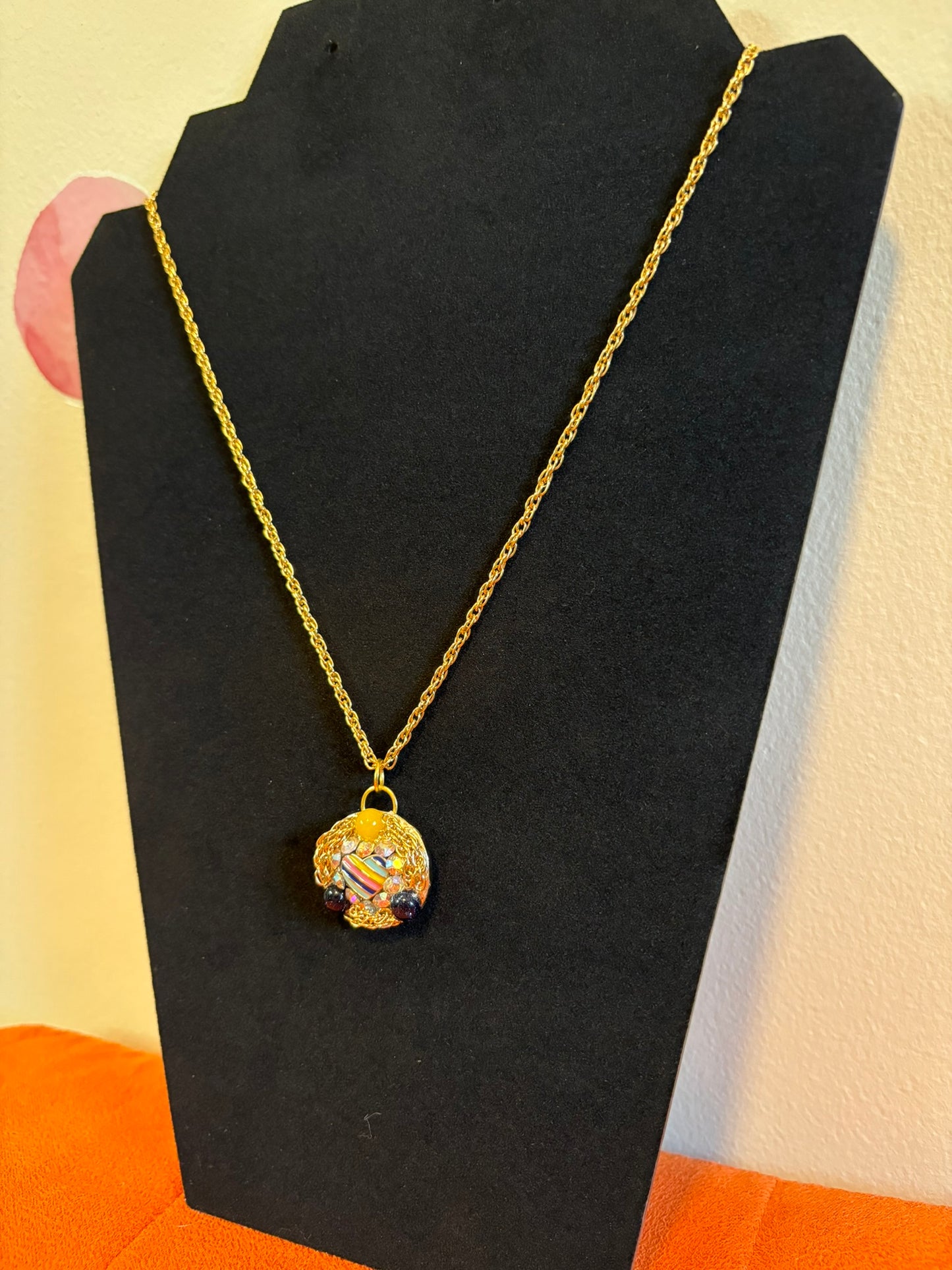 Vintage rainbow heart necklace