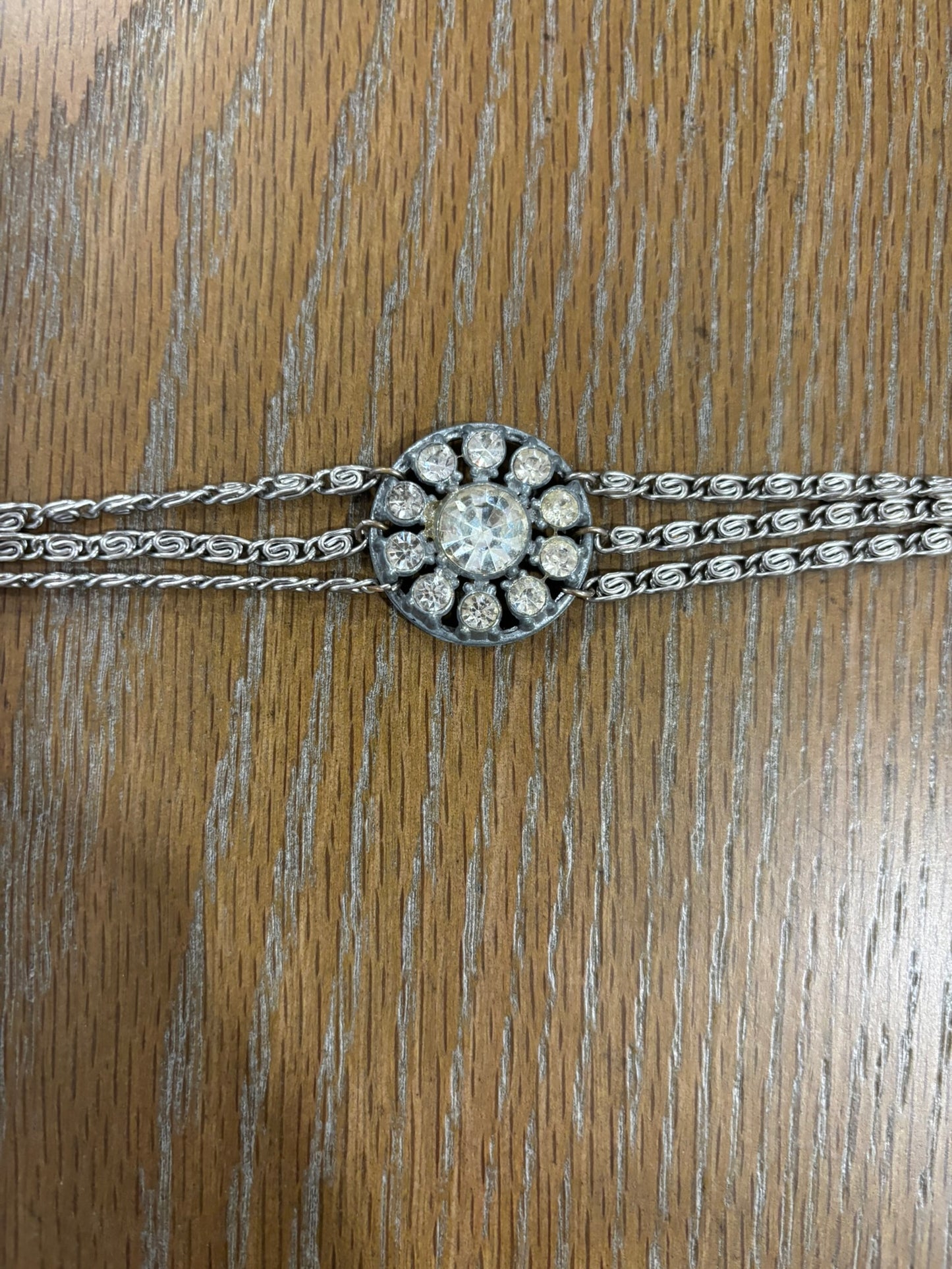 Vintage rhinestone button bracelet