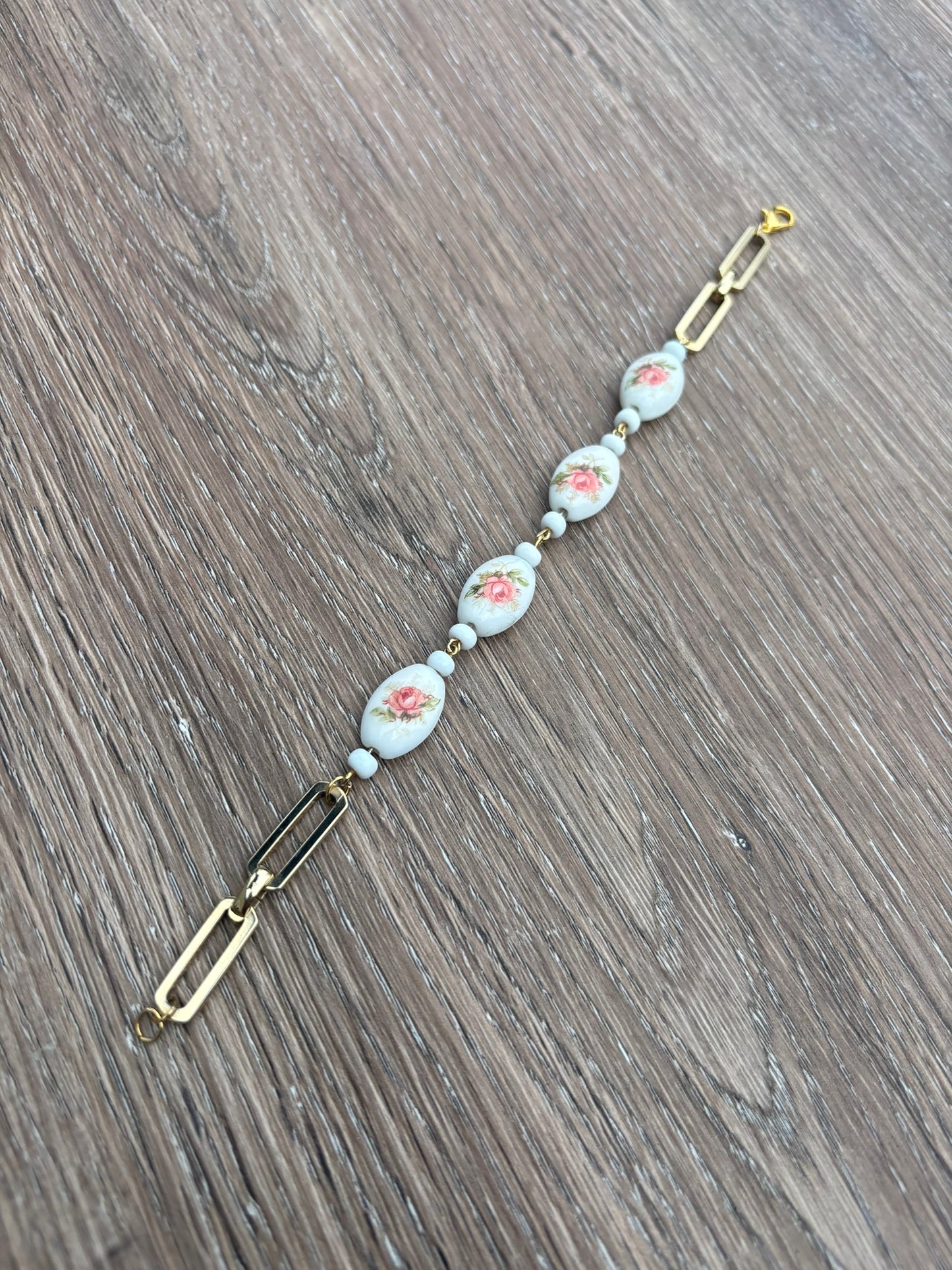 Vintage rose bead bracelet