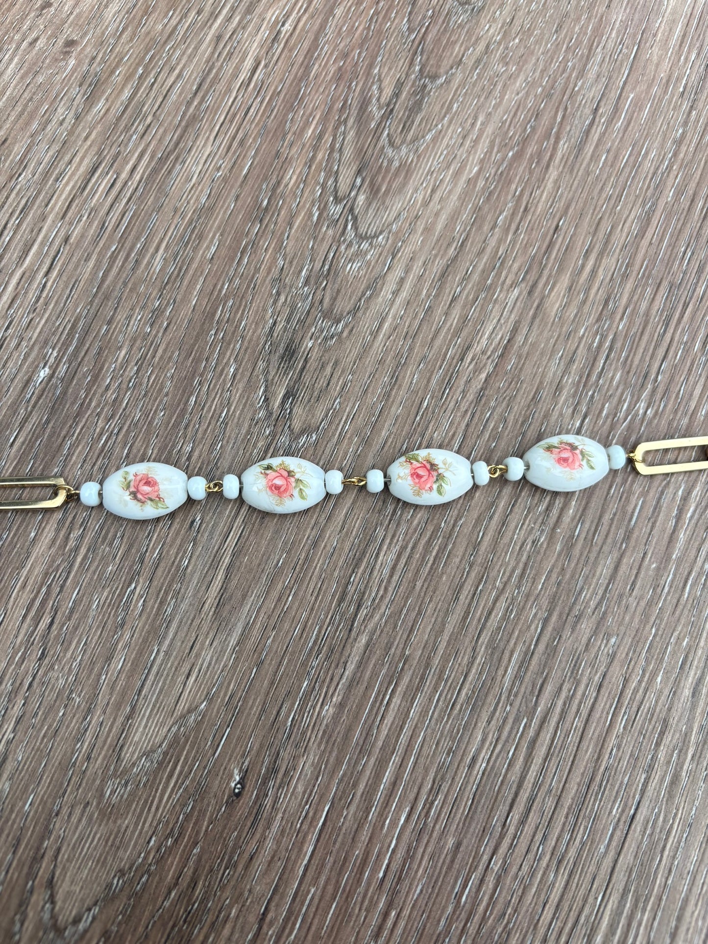 Vintage rose bead bracelet