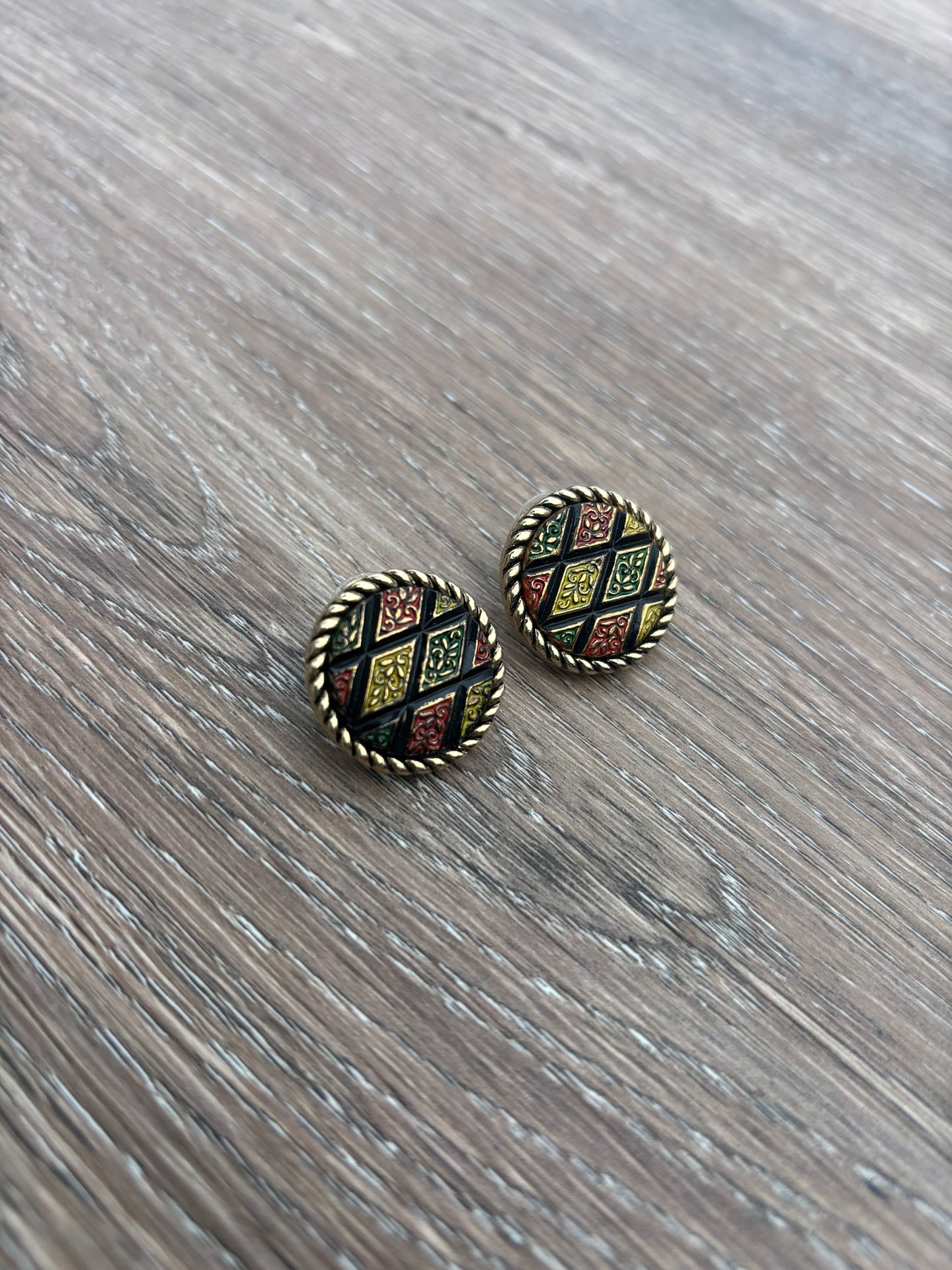 Vintage Sarah Coventry enamel cufflink earrings