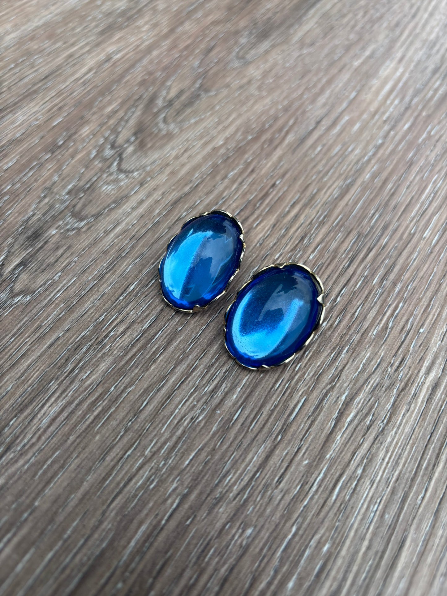 Vintage blue cufflink earrings