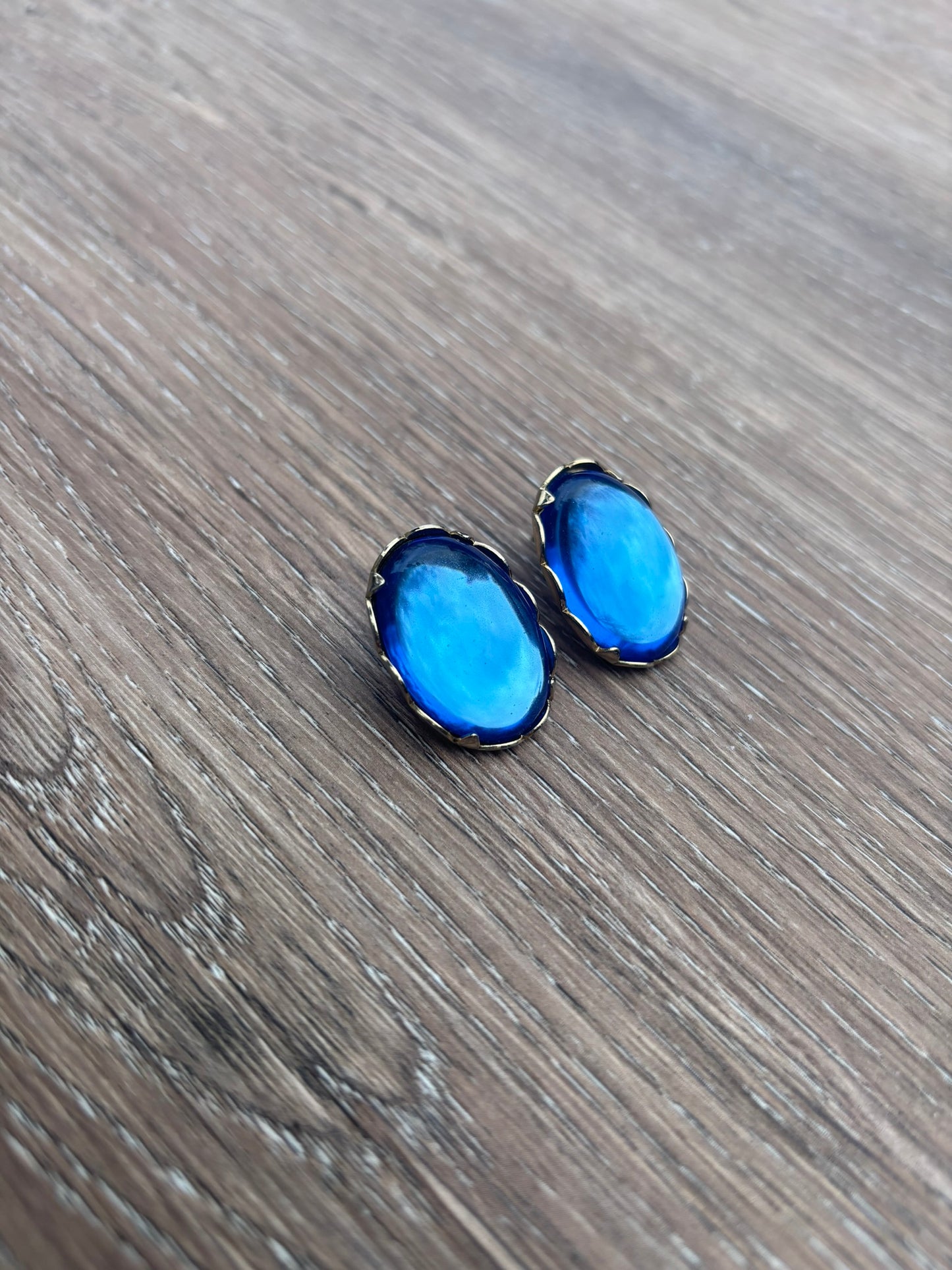 Vintage blue cufflink earrings