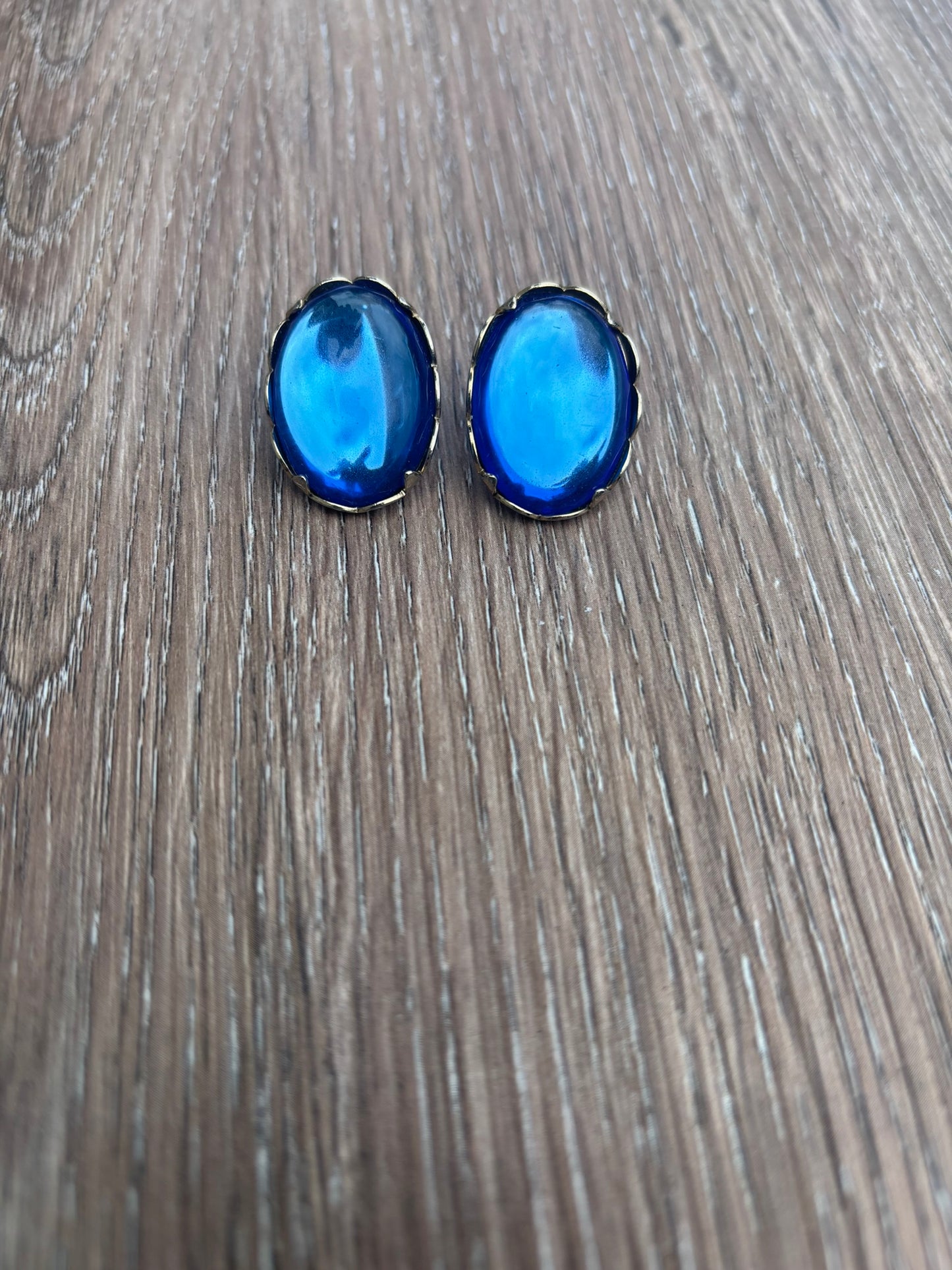 Vintage blue cufflink earrings