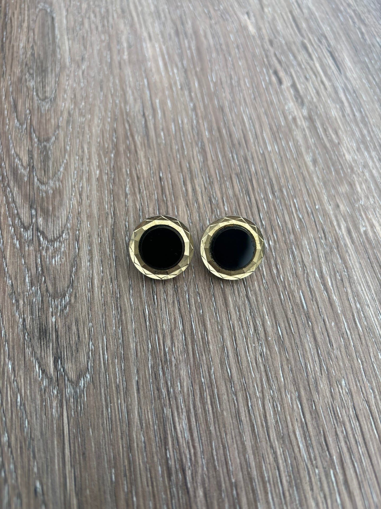 Vintage black and gold cufflink earrings