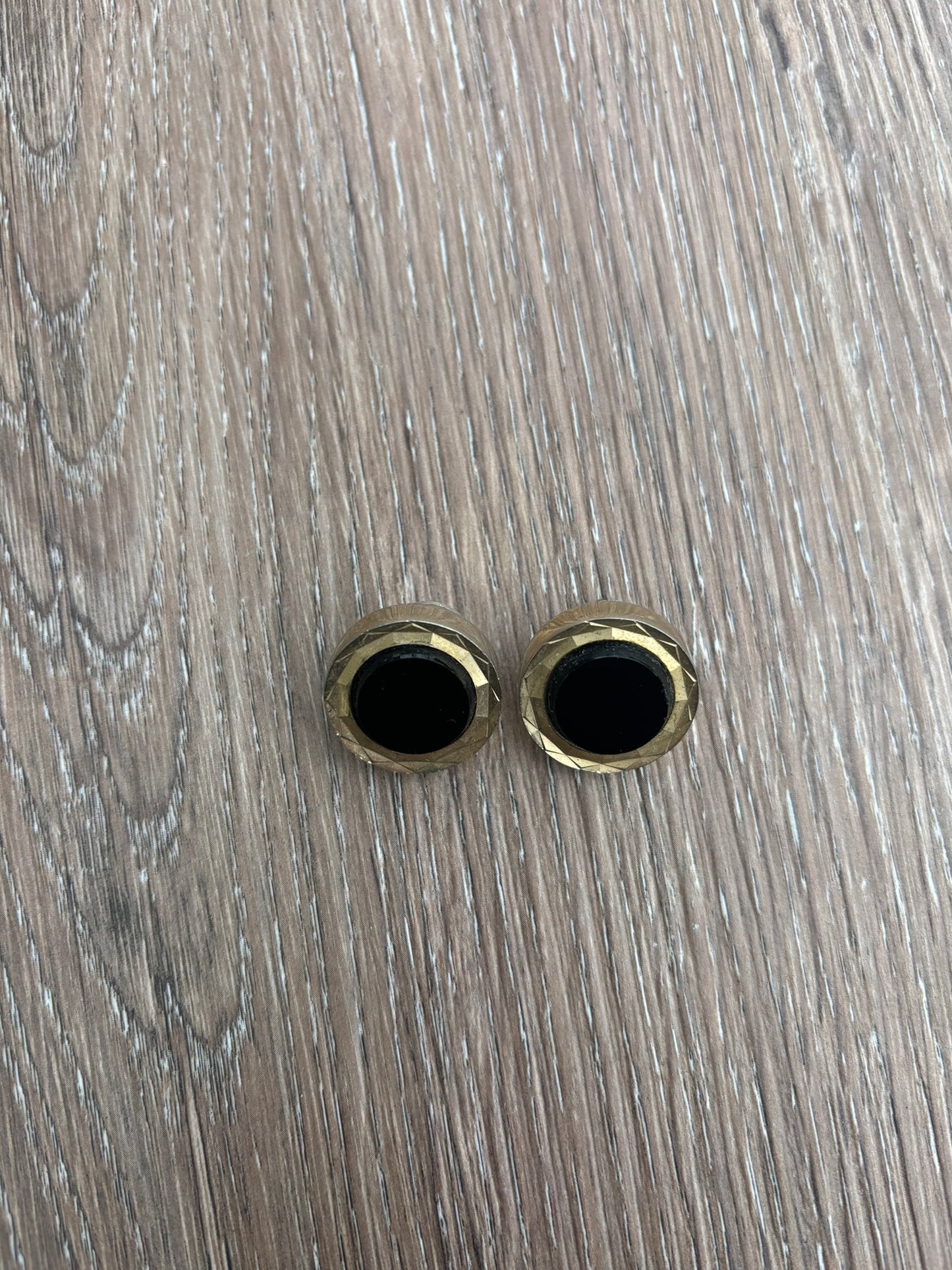 Vintage black and gold cufflink earrings