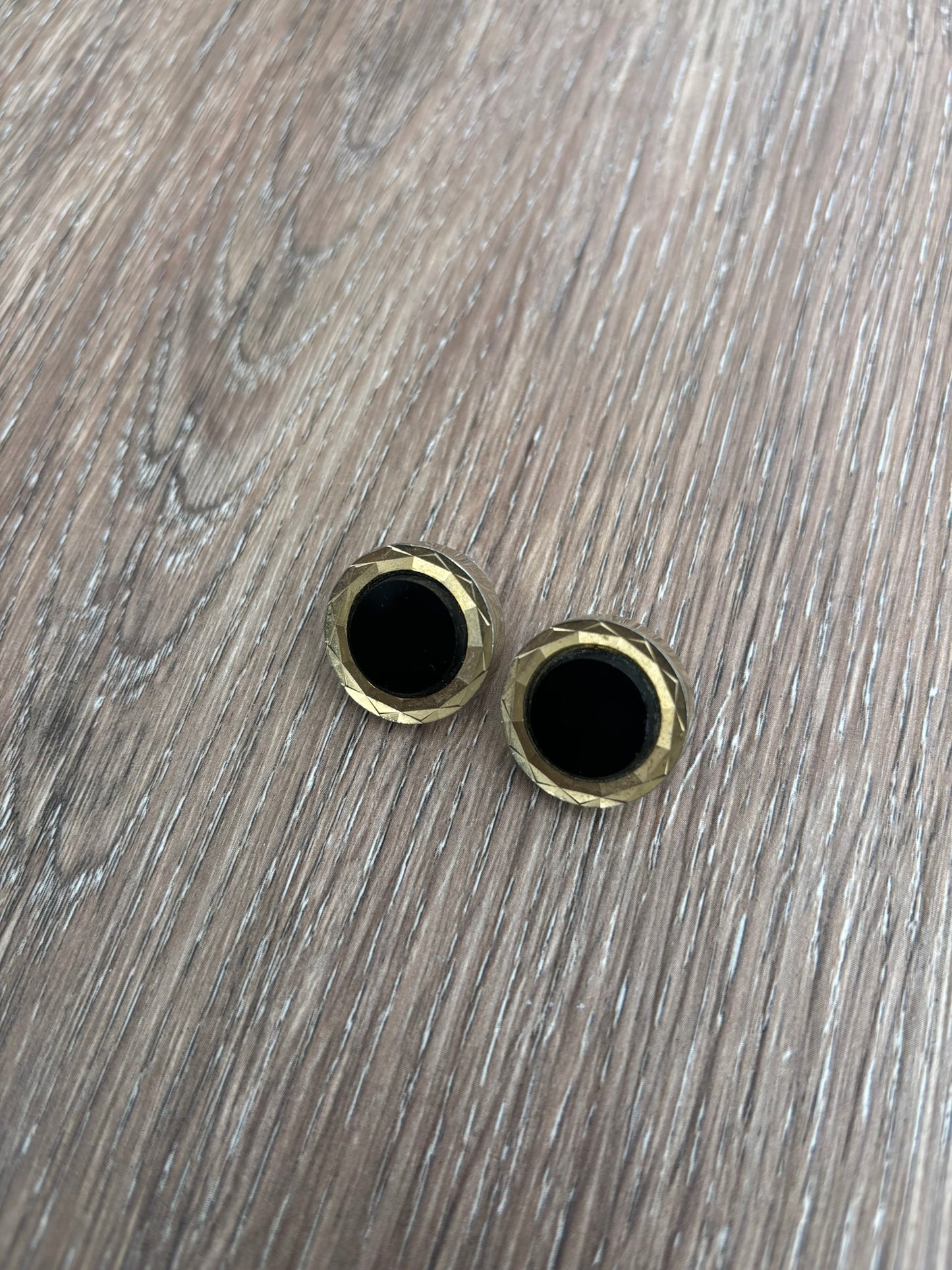 Vintage black and gold cufflink earrings