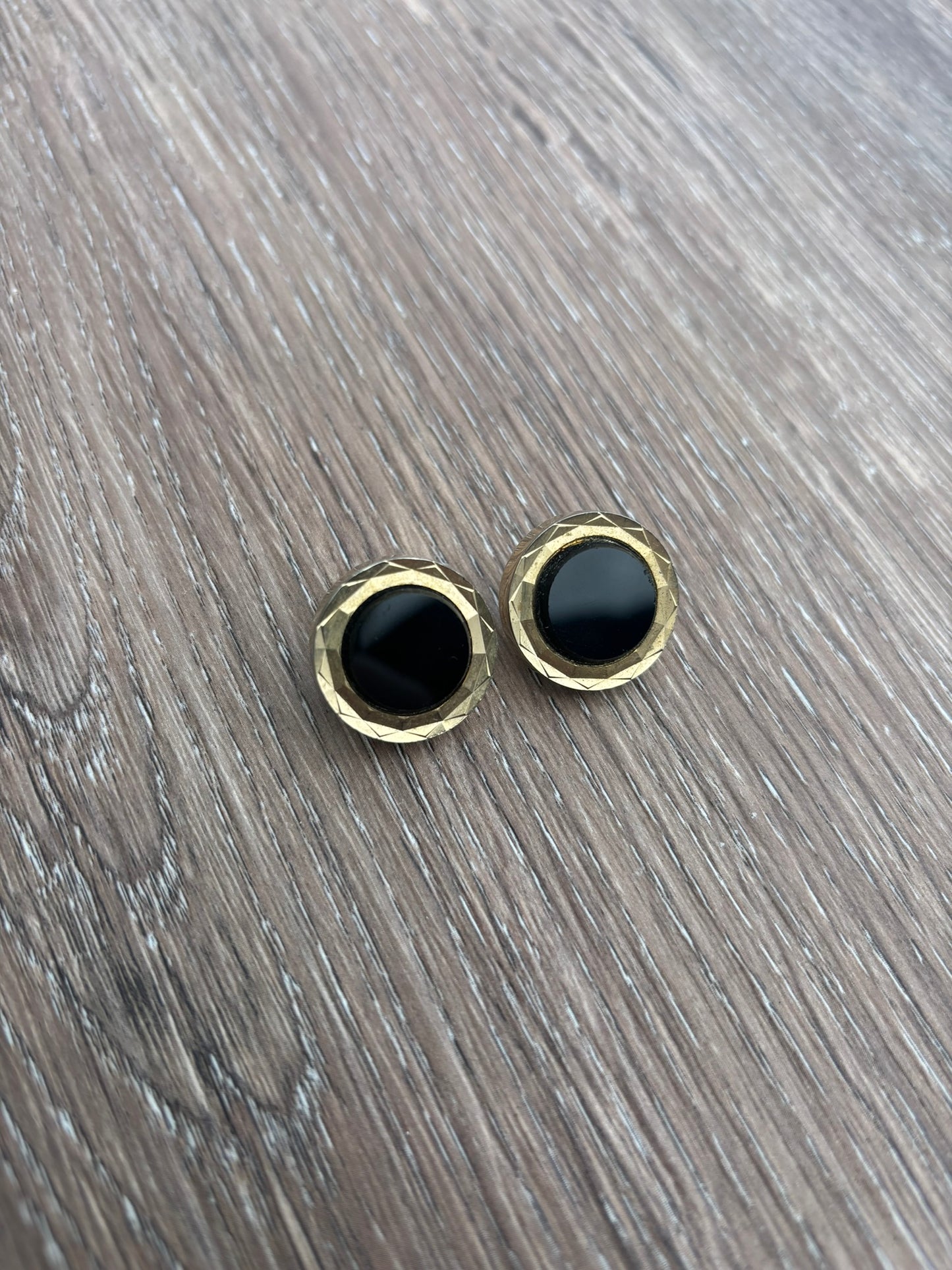 Vintage black and gold cufflink earrings